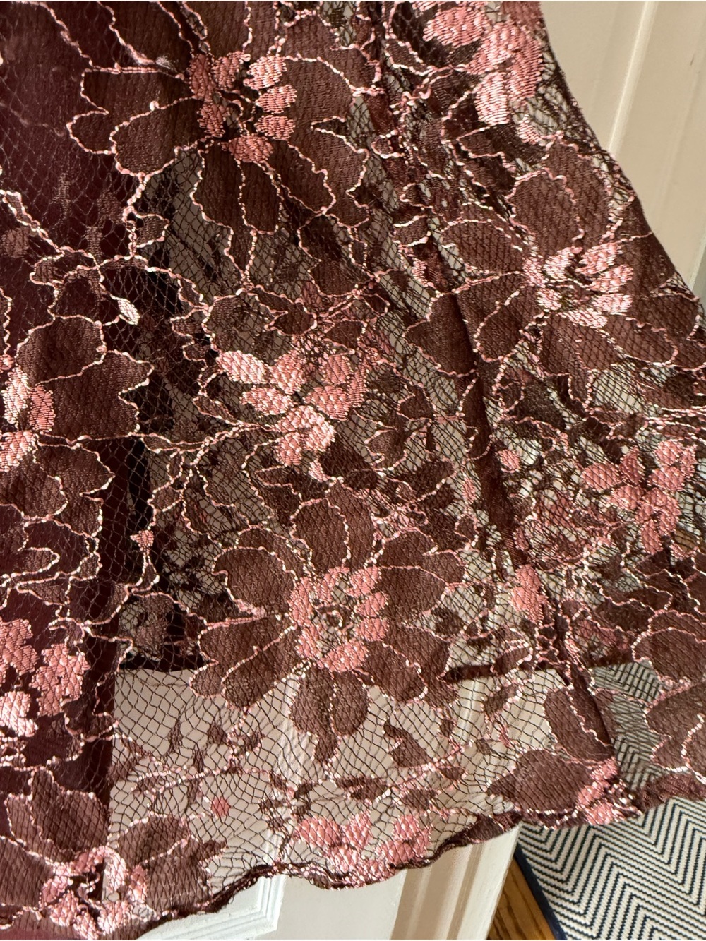 Vintage Jill Anderson NYC 2-Piece Lace Floral Dress Set Pink Brown Whimsygoth S - Picture 3 of 8